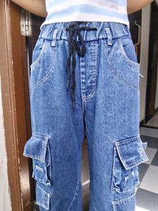 Women's Blue Cargo Jeans