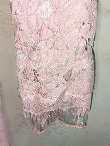 Stylish Lace Mini Dress Layered Pink