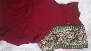 Embroidered Maroon Sari