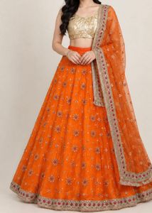 Vibrant Orange Embroidered Lehenga Choli
