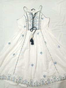 Boho Embroidered White Gown