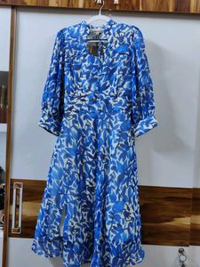 Chic Blue Floral Midi Dress