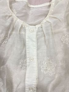 Sheer Floral Embroidered Blouse