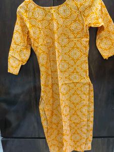 Stylish Yellow Bandhani Print Kurta