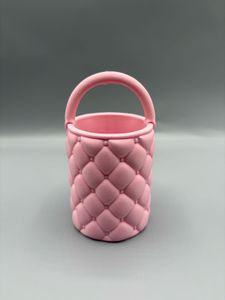 Pink Quilted Makeup Brush Holder