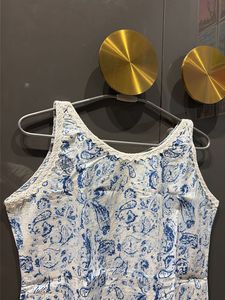 Blue Paisley Print Sleeveless Kurti