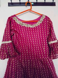 megenta anarkali gown
