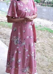 Pink Floral Dress With Free Gift