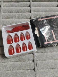 NailArt Palace Red Glitter False Nails