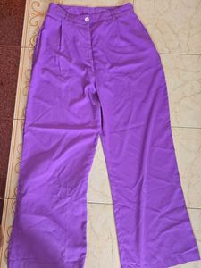 Vibrant Purple Square Neck Crop Top &amp; Wide Leg Pan