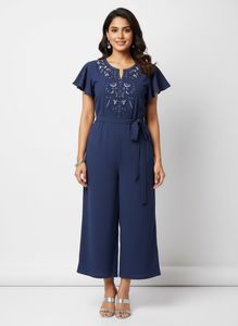 Elegant Navy Blue Embellished Jumpsuit