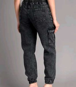 Womens Acid Wash Cargo Jogger Jeans
