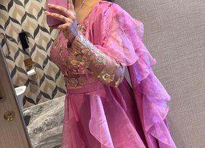 Pink designer customized lehanga style saree ❤️‍🔥