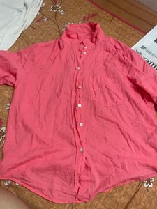 H&M Pink Linen Button-Up Shirt