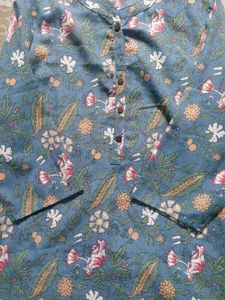 Blue Floral Print Kurta