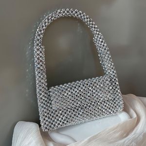 Elsa Shoulder Bag In Silver Crystals