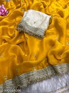 kerwachuth special Yellow Embroidered Sa