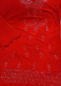 Red Velvet Ethnic Dress Material