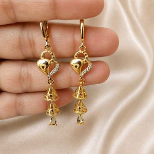 Gold Heart Dangle Earrings