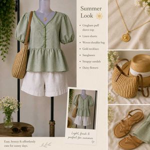 Cute Gingham Peplum Top