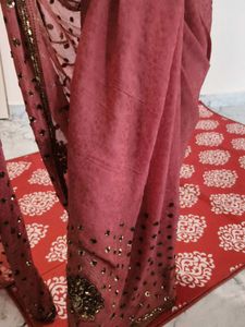 Elegant Pink Embellished Saree