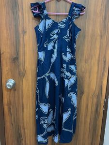 Navy Blue Paisley Print Dress