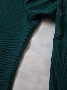Green Ribbed Long Sleeve Henley Top