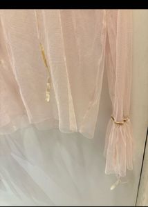 Sheer Pink Blouse with Bow Detail
