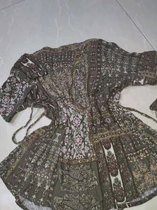 Boho Print Kurta with Flair Sleeves