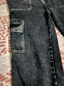 Grey Denim Cargo Jeans