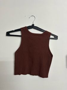 Ribbed Cropped Button-Up Tank Top