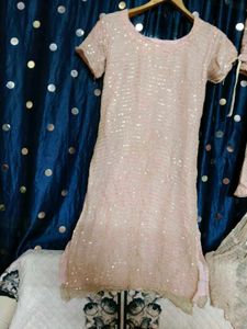 Sequin Embellished  pink kurta set