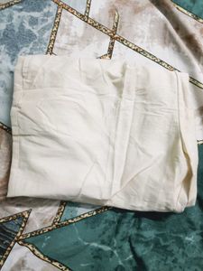 Cream Linen Blend Pants