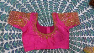 Vibrant Pink Bridal maggam work Blouse