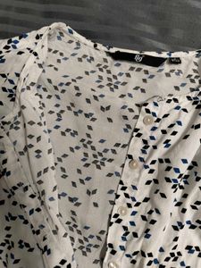 White Printed Full Sleeve Shirt