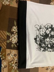 White &amp; Black Graphic Print Cold Shoulder Top
