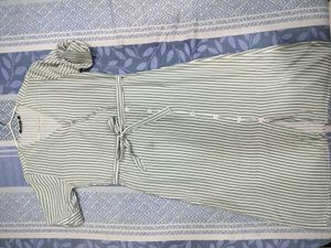 Striped V-Neck Button-Front Dress