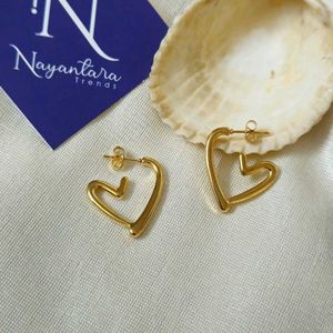 Anti-tarnish Heart Hoops