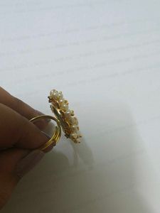 Elegant Pearl and Blue Stone Ring