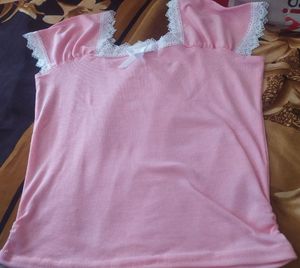 Cute Pink Top with Lace Detail