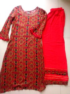 Printed Kurta Set with Palazzo &amp; Dupatta