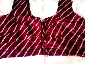Vibrant Pink Chevron Print Saree With Blouse