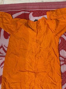 Vibrant Orange Embroidered Kurta
