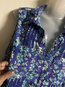 Floral Print Sleeveless Button-Up Top