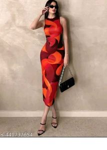 Vibrant Abstract Print Sleeveless Maxi Dress