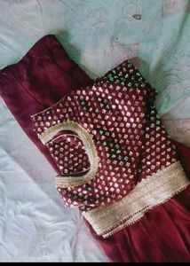 – Elegant Maroon Sharara Set with Golden Work ✨”