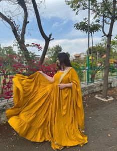 Vibrant Yellow fully flair  Ethnic Anarkali