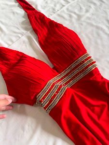 Stunning Red Halter Neck Evening Gown