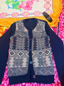 Patterned Button-Down Cardigan