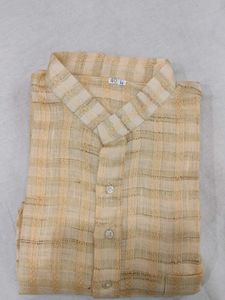 Men's Yellow Checkered Kurta